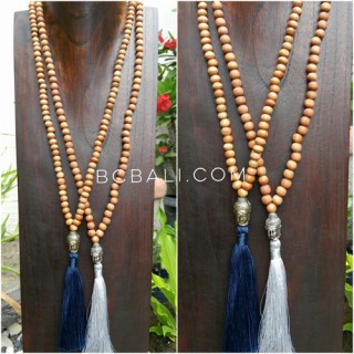 wholesale free shipping mala wooden necklace tassel buddha head 